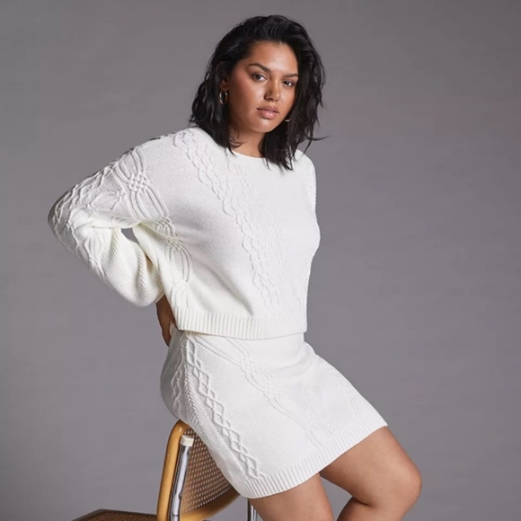 Maeve Anthropologie Cable Knit Sweater Set Large - Picture 4 of 9